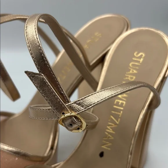 Stuart Weitzman Gold NOCHE SKYHIGH 145 PLATFORM SANDAL